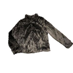 FEVER Women's Small Faux Fur‎ Black Coat Lined Hook & Loop Closure NWT $88 Gift